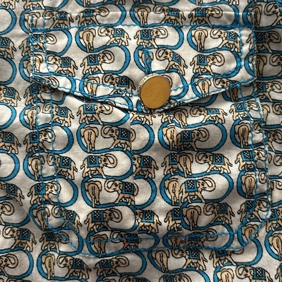 Tory Burch Elephant print blouse tunic size 2 with flaws - Picture 4 of 13